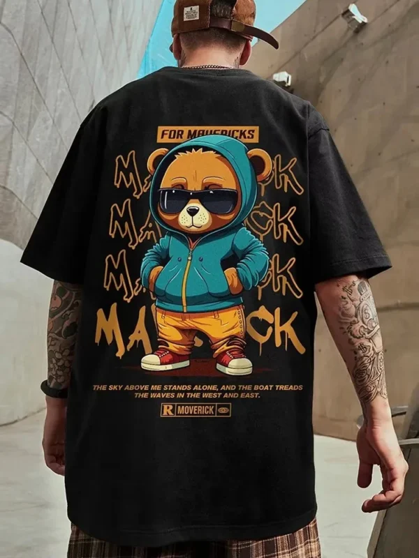 Unisex cotton bear print t-shirt