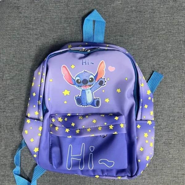 Blue Stitch character kids backpack with large cartoon eyes