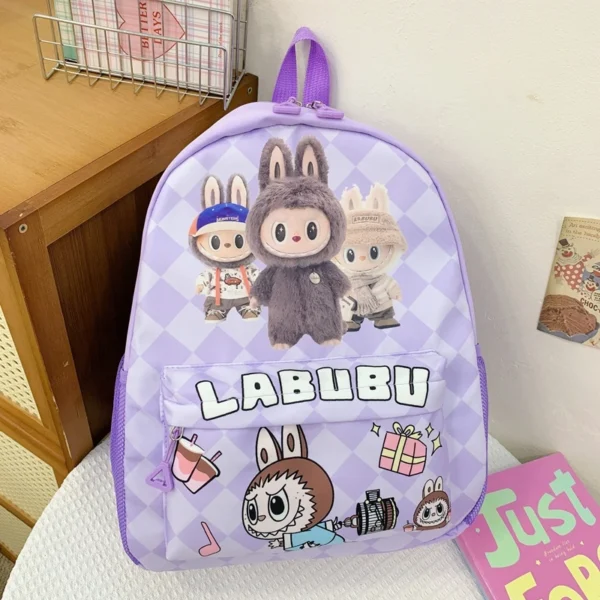 MINISO Labubu large capacity cute cartoon school backpack in nylon.