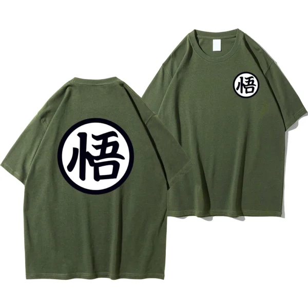Men's oversized Son Goku anime t-shirt in cotton - casual short sleeve Harajuku style tee for Dragon Ball Z fans.
