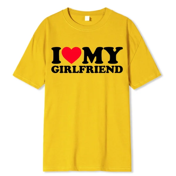 Funny couple t-shirt with 'I Love My BF/GF So Stay Away' message printed on the front.