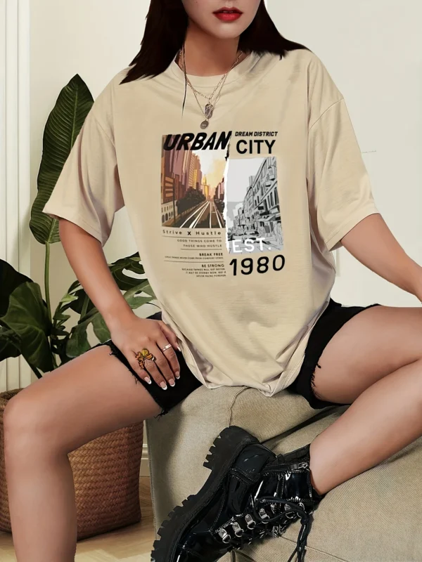 Urban City Women's Cotton T-Shirt - Casual & Comfortable Summer Tee