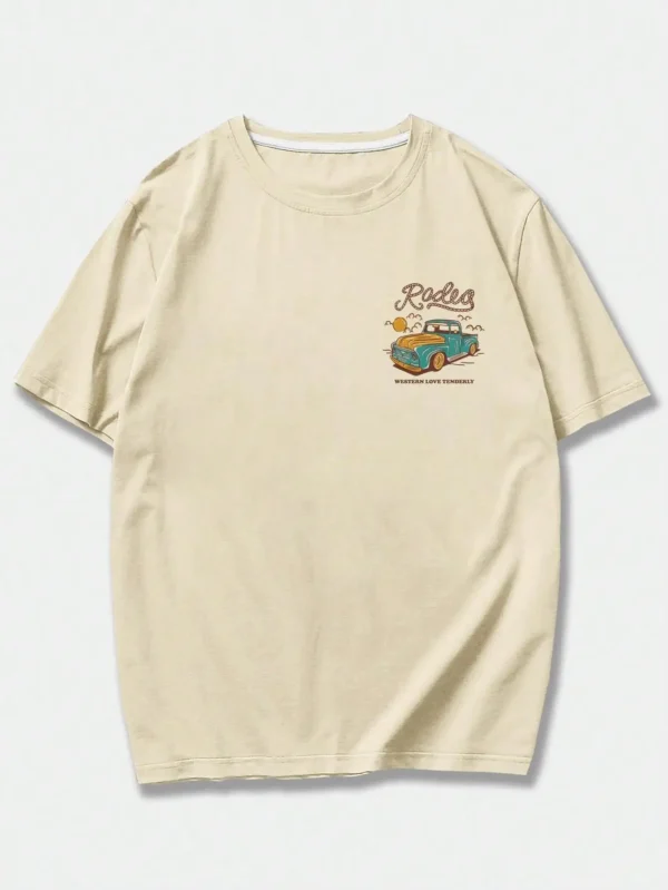 Rodeg Western Love Desert Men's Cotton T-Shirt - Breathable Summer Streetwear