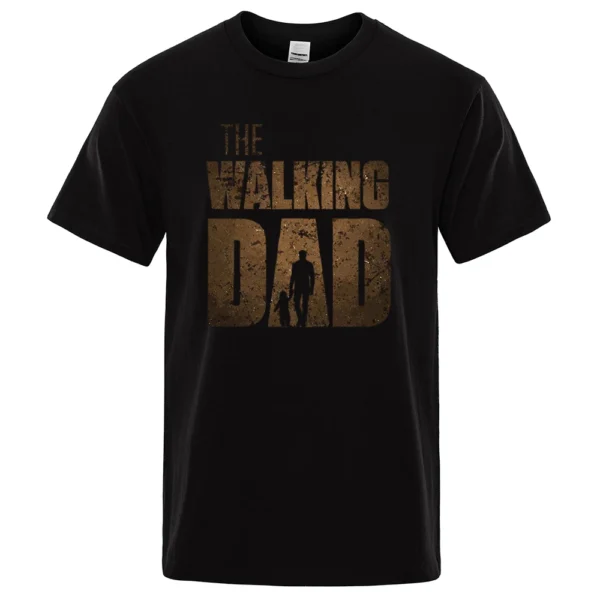Funny "The Walking Dad" men's short sleeve cotton t-shirt in a casual oversized fit. Graphic tee for dads.