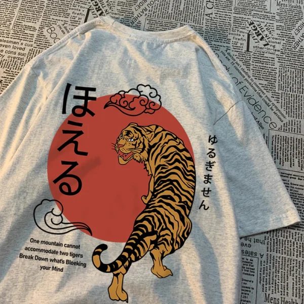 Men's oversized "Two Tigers" graphic t-shirt.