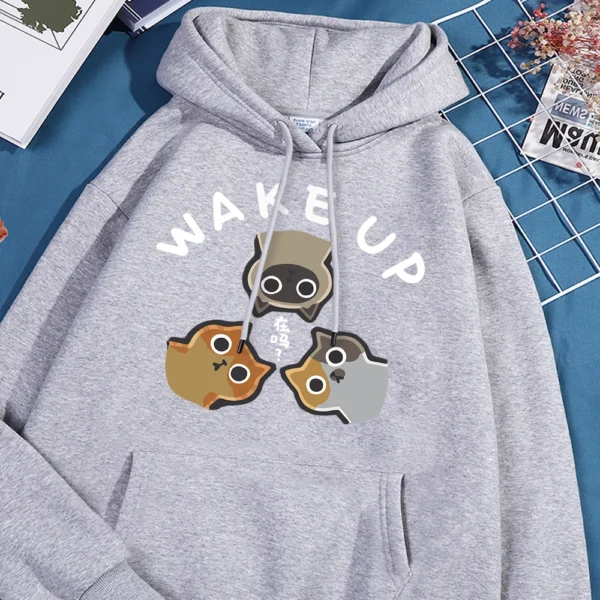 Wake Up 3 Onlookers of Cats Fleece Hoodie