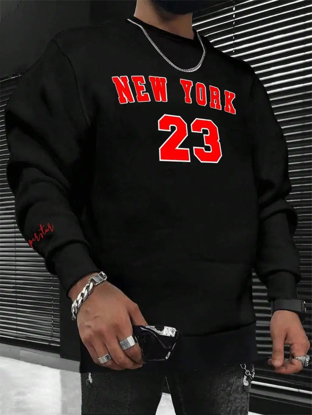Men's New York 23 Print Hoodie - Crewneck Sweatshirt