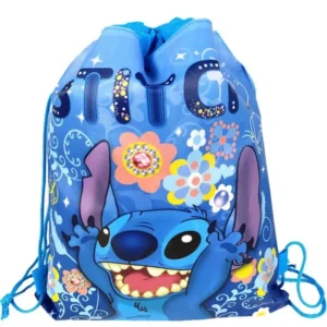 Lilo & Stitch blue drawstring bag with Stitch character print - perfect kids party favor or gift bag.
