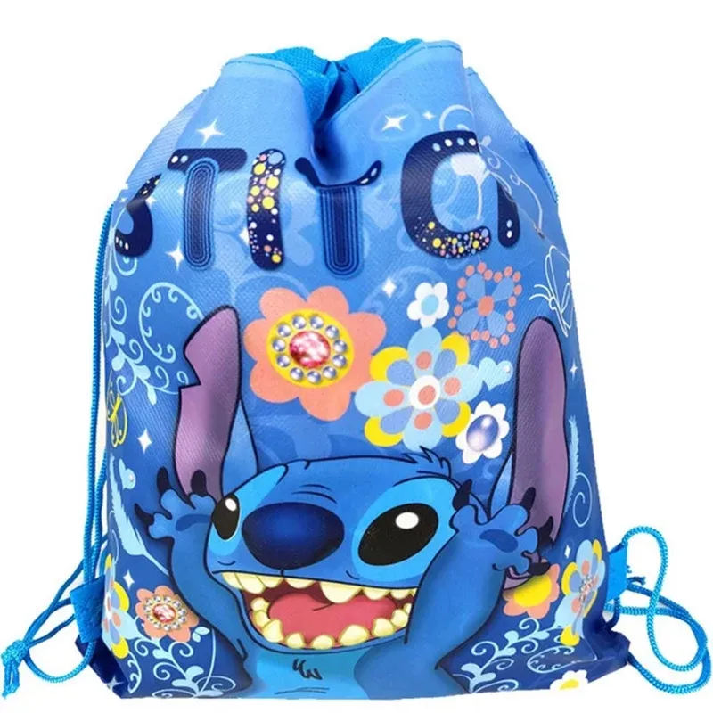 Lilo & Stitch blue drawstring bag with Stitch character print - perfect kids party favor or gift bag.