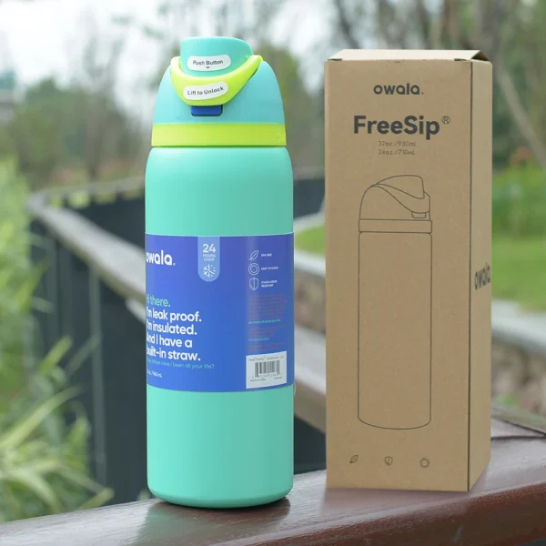 Owala insulated stainless steel water bottle with straw in [mention color if known