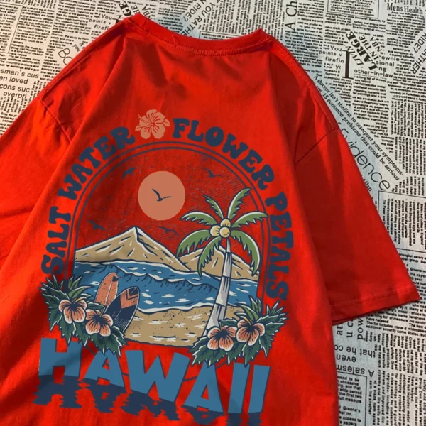 Salt Water Flower Petals Hawaiian T-Shirt for Men and Women