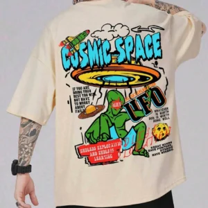 Men's oversized alien UFO graphic t-shirt