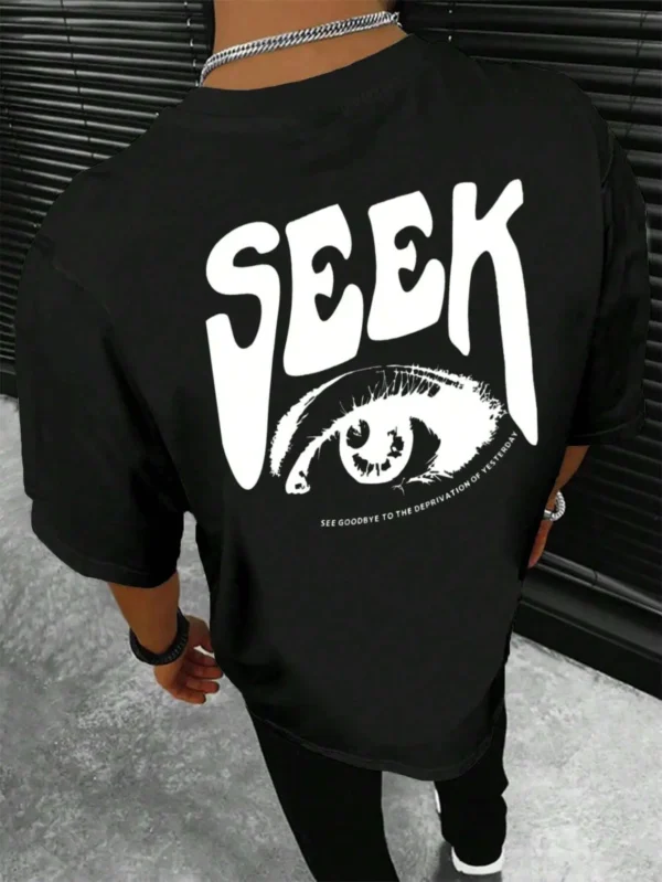 Seek Anticipated Gaze Men's Breathable Cotton T-Shirt - Loose Fit Summer Tee