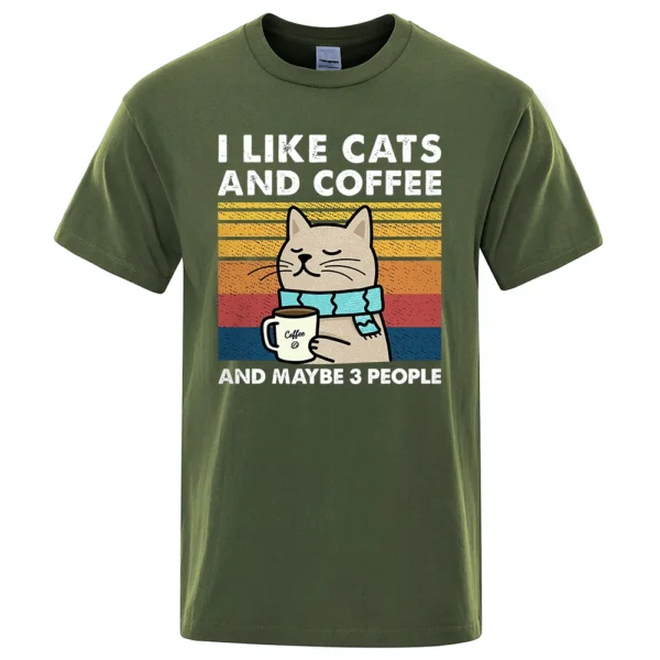 Men's funny cat & coffee graphic t-shirt