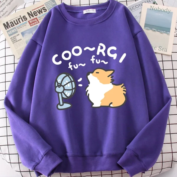 Cute Windblown Corgi design on a unisex crewneck sweatshirt.