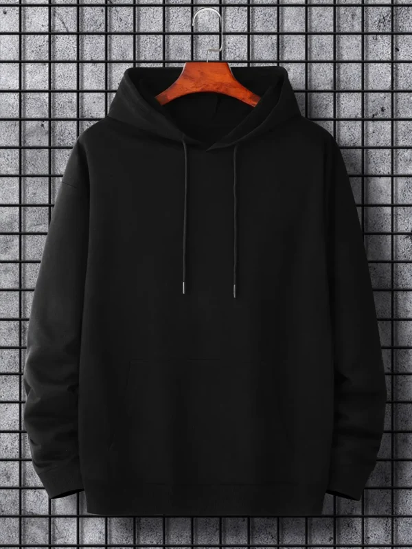 Men's colorful funny comic graphic print pullover hoodie with front pocket - soft autumn streetwear style.