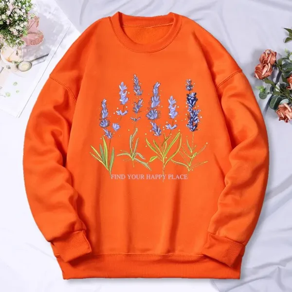 Women's oversized fleece hoodie in purple/lavender with a floral print