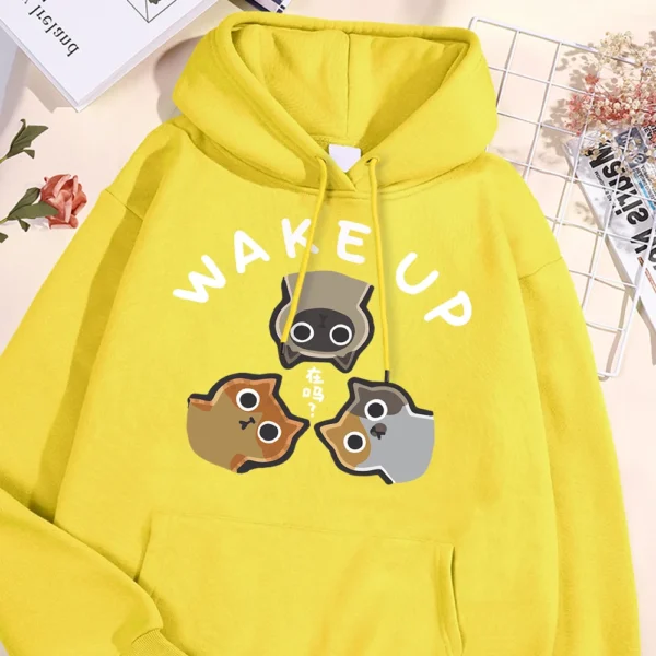 Wake Up 3 Onlookers of Cats Fleece Hoodie