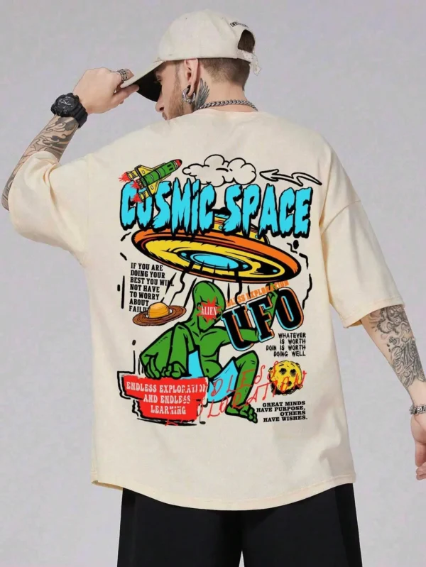 Men's oversized alien UFO graphic t-shirt