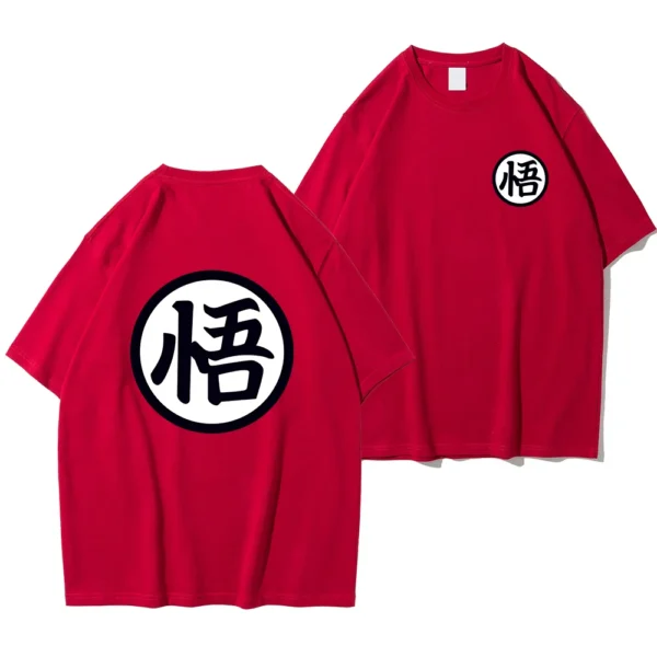 Men's oversized Son Goku anime t-shirt in cotton - casual short sleeve Harajuku style tee for Dragon Ball Z fans.