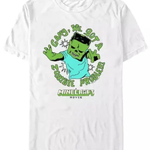 Men's Fifth Sun T-Shirt with Minecraft Zombie Problem graphic design. Short sleeve 100% cotton gamer tee.