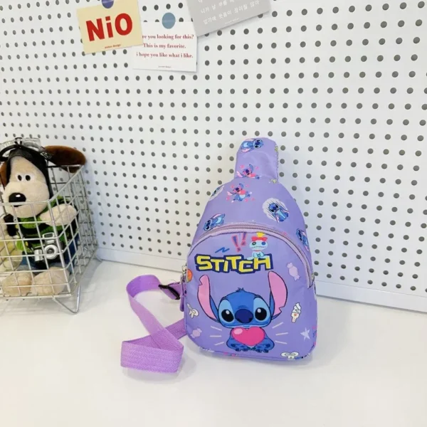 Cute Stitch and Angel cartoon crossbody sling chest bag made of nylon