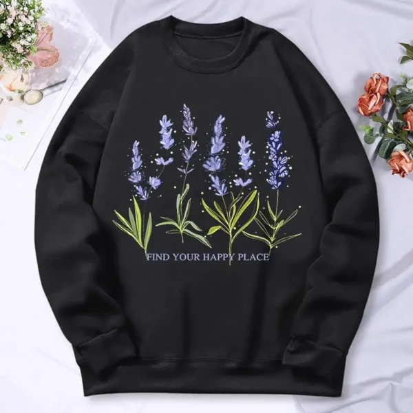 Women's oversized fleece hoodie in purple/lavender with a floral print