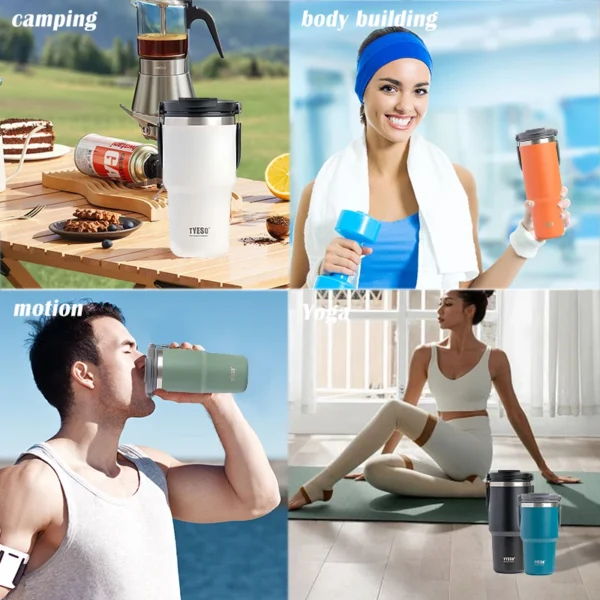 Silver Tyeso stainless steel vacuum insulated thermos bottle with a secure leakproof lid
