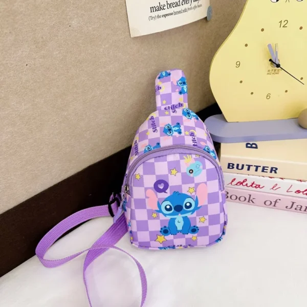 Cute Stitch and Angel cartoon crossbody sling chest bag made of nylon