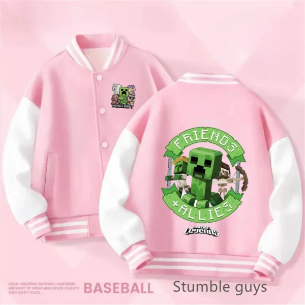 Kids Minecraft zipper hoodie sweatshirt with colourful cartoon print design
