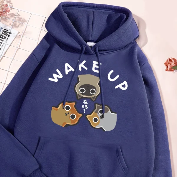 Wake Up 3 Onlookers of Cats Fleece Hoodie