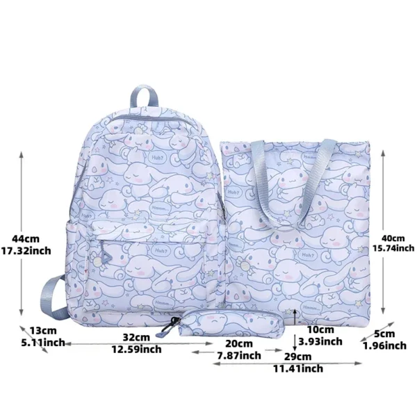 Official MINISO Cinnamoroll large capacity blue & white nylon backpack for kids and students featuring the cute Sanrio character.