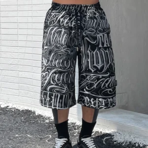 Men's floral print over-knee shorts