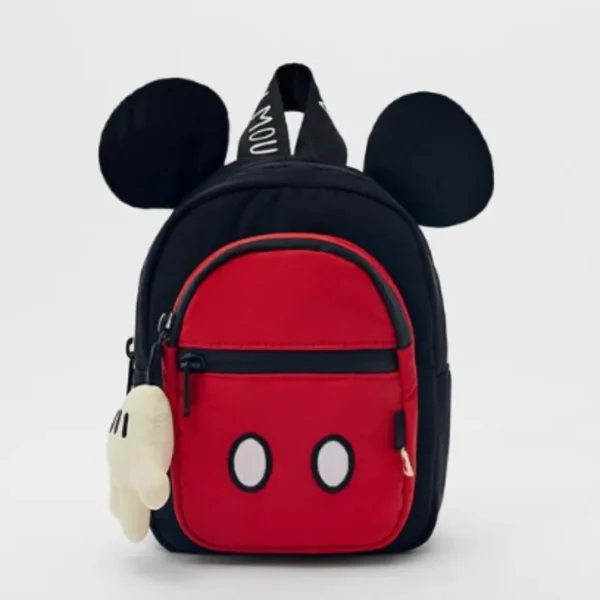 Official Disney Mickey Mouse kids school backpack with vibrant cartoon print and cute character charms.