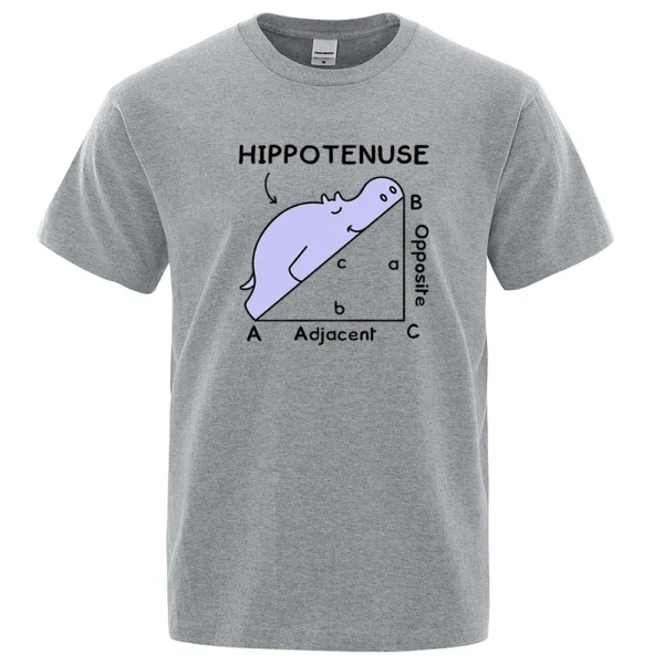 Front view of the funny 'Hippotenuse' SOH CAH TOA math pun t-shirt made of cotton. ```