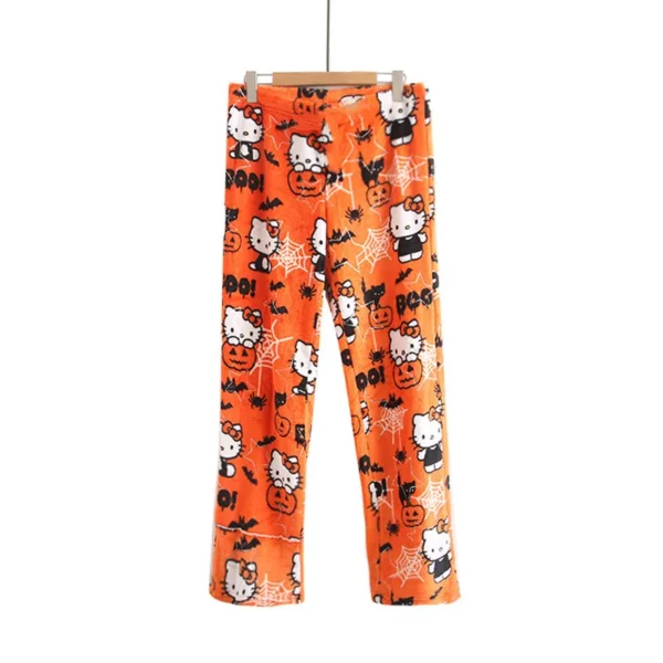 Women's soft flannel pajama pants with a cute all-over Hello Kitty character pattern print.