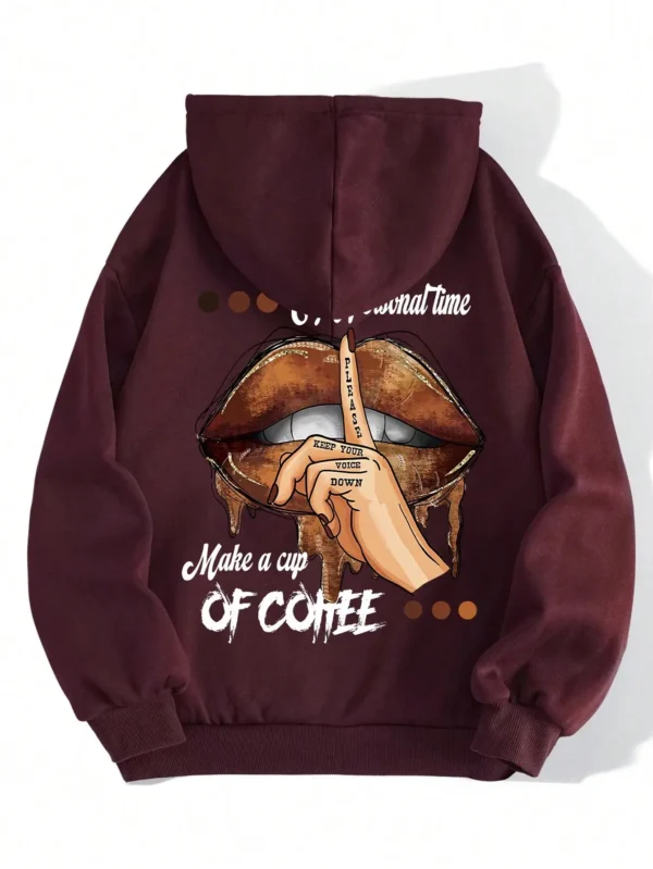 Women's soft fleece hoodie with "Make A Cup Of Coffee Dirty Little Secret" print.