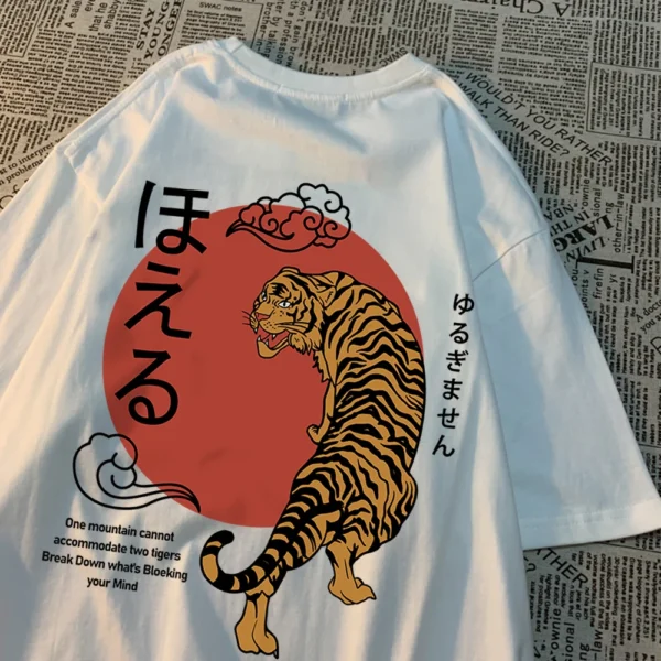 Men's oversized "Two Tigers" graphic t-shirt.