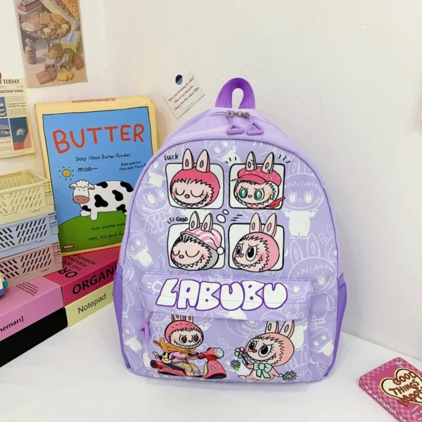 MINISO Labubu large capacity cute cartoon school backpack in nylon.