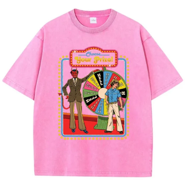 Women's summer graphic tee with "Your Prize" comic print.