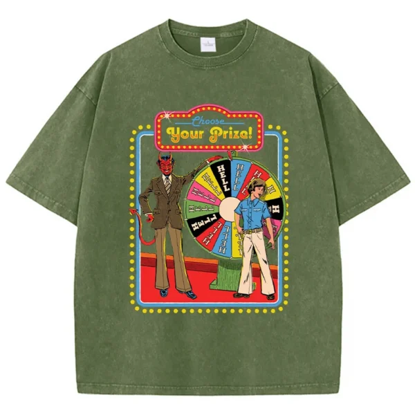 Women's summer graphic tee with "Your Prize" comic print.