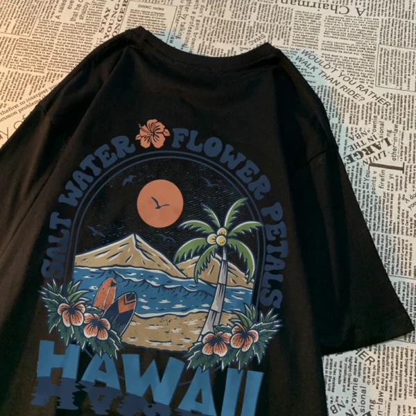 Salt Water Flower Petals Hawaiian T-Shirt for Men and Women