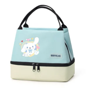 Cute blue and white MINISO Cinnamoroll insulated lunch bag