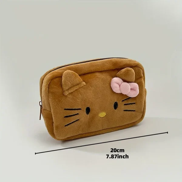 MINISO cute flannel pouch featuring Hello Kitty and Cinnamoroll cartoon design.