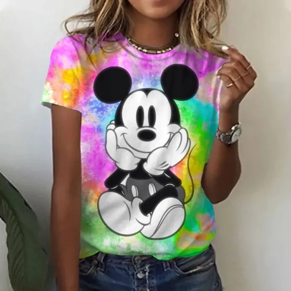 Women's t-shirt featuring a cute kawaii graphic print of Disney's Mickey Mouse. Regular fit summer tee.