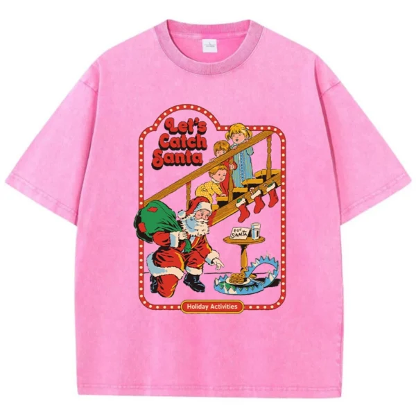 Women's "Let's Catch Santa" Summer Graphic T-Shirt