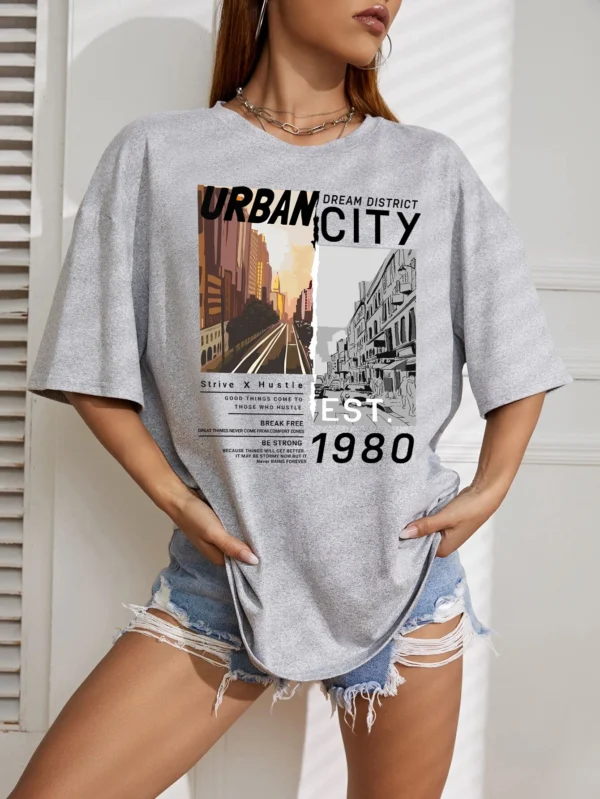 Urban City Women's Cotton T-Shirt - Casual & Comfortable Summer Tee