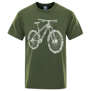 Men's mountain bike alphabet print t-shirt
