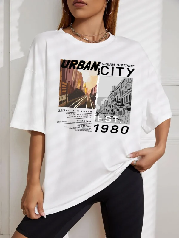 Urban City Women's Cotton T-Shirt - Casual & Comfortable Summer Tee