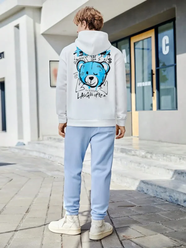 Men's blue hoodie with Happy Bear design